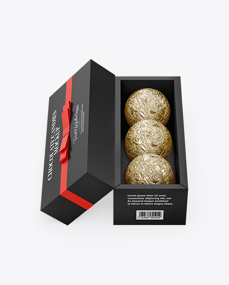 Download Box With Chocolates In Foil Mockup In Box Mockups On Yellow Images Object Mockups