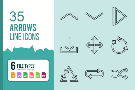 35 Arrows Line Black icons