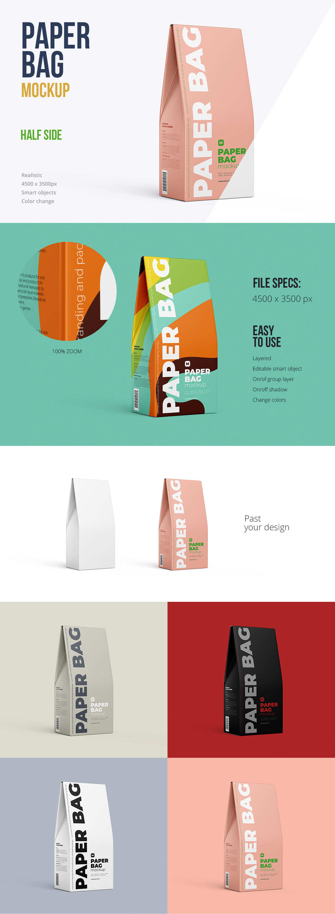 Paper Bag Mockup Half Side View In Packaging Mockups On Yellow Images Creative Store