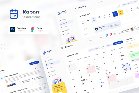 Kapan - Calendar Admin Dashboard UI Figma PSD Template