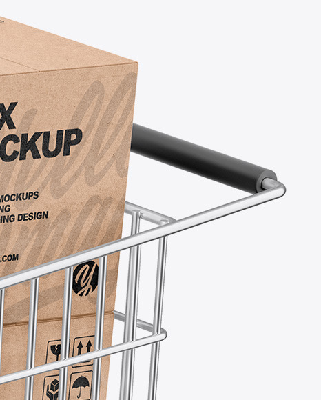 Download Shopping Cart W 4 Kraft Boxes Mockup In Packaging Mockups On Yellow Images Object Mockups