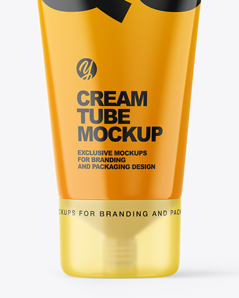 Download Glossy Cosmetic Tube Mockup in Tube Mockups on Yellow Images Object Mockups