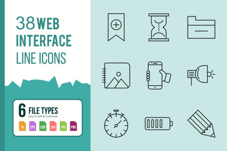 38 Web Interface Line Black Icons.