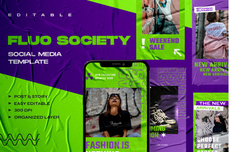 Fluo Society - Streetwear Instagram Stories &amp; Post