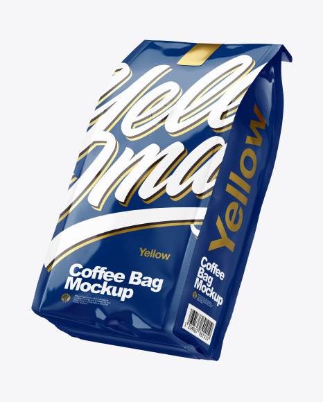 Two Glossy Coffee Bag Packaging Mockup PSD #1