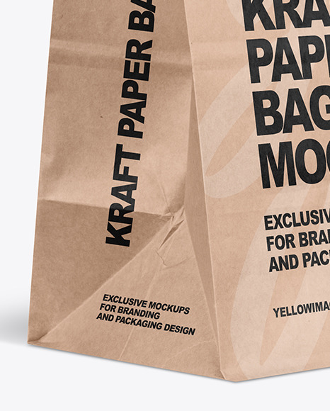 Kraft Paper Shopping Bag Mockup In Bag Sack Mockups On Yellow Images Object Mockups