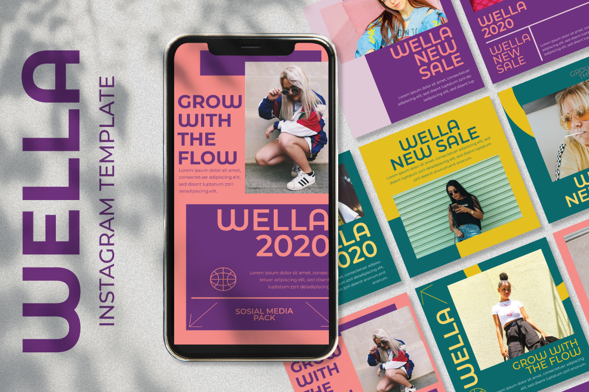 Wella Instagram Template In Social Media Templates On Yellow Images Creative Store