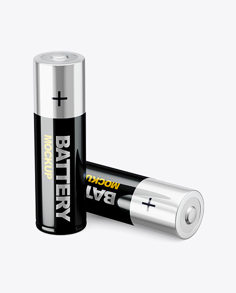 Two AA Mettallic Batteries Mockup