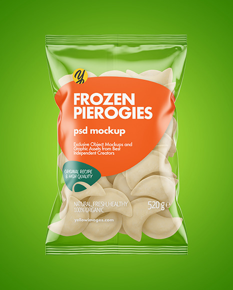 Download Plastic Bag With Frozen Pierogies Mockup In Bag Sack Mockups On Yellow Images Object Mockups