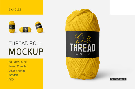 Download Thread Roll Mockup Set In Product Mockups On Yellow Images Creative Store