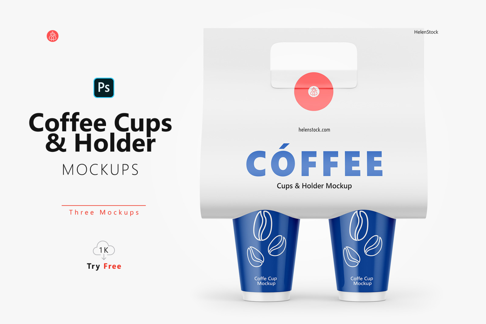 Download Coffee Cups And Holder Mockups Front View In Packaging Mockups On Yellow Images Creative Store