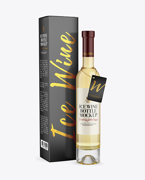 Download Clear Glass White Wine Bottle With Box Mockup In Bottle Mockups On Yellow Images Object Mockups