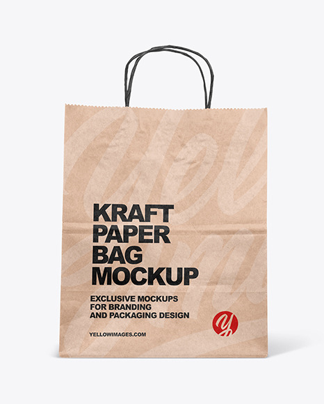 Kraft Paper Shopping Bag Mockup In Bag Sack Mockups On Yellow Images Object Mockups