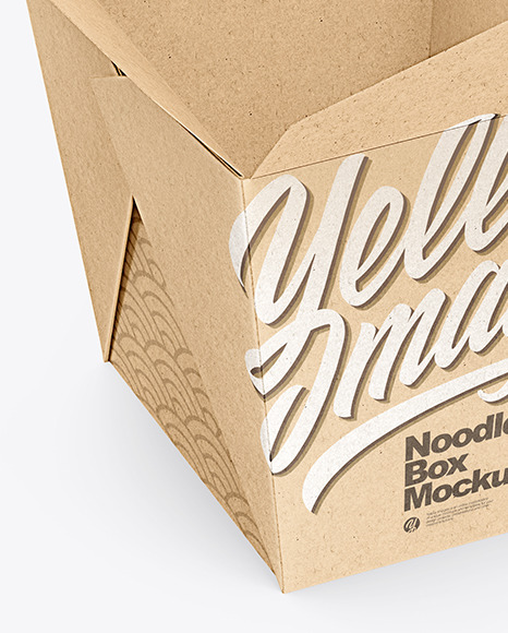 Opened Kraft Paper Noodles Box Mockup PSD #3