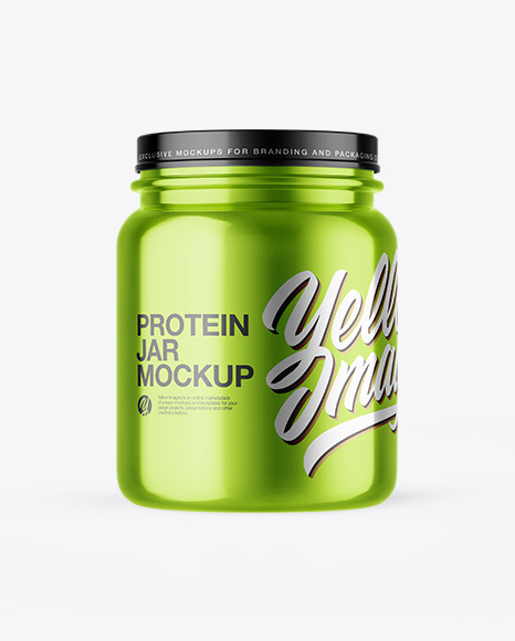 Download Glossy Metallic Protein Jar Mockup in Jar Mockups on Yellow Images Object Mockups