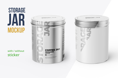 Metallic Storage Jar. Angle view 2 PSD
