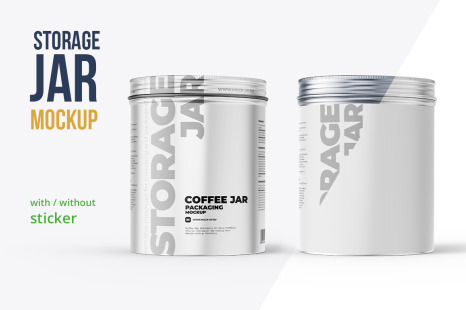 Metallic Storage Closed Jar. Front view 2 PSD