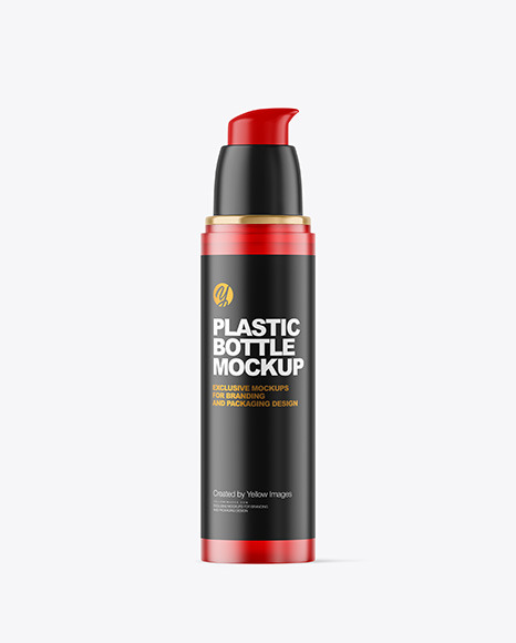 Frosted Color Plastic Bottle with Pump Mockup
