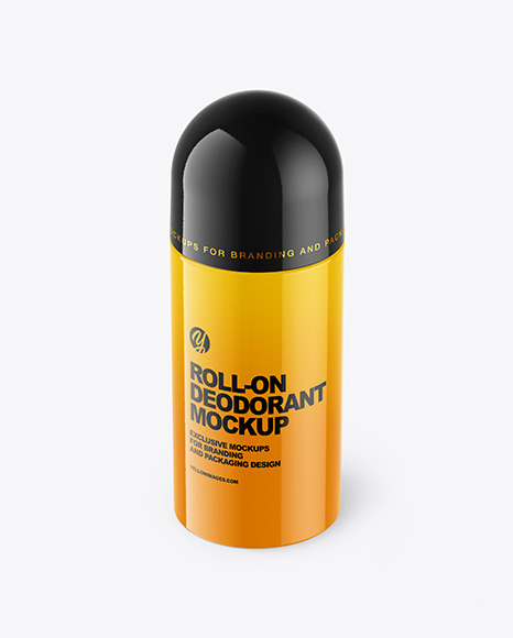 Download Plastic Glossy Roll On Deodorant Mockup In Bottle Mockups On Yellow Images Object Mockups