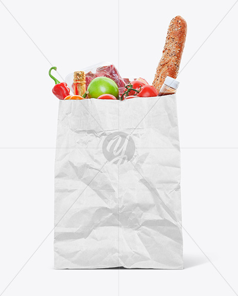 Download Kraft Paper Bag With Food Mockup In Bag Sack Mockups On Yellow Images Object Mockups