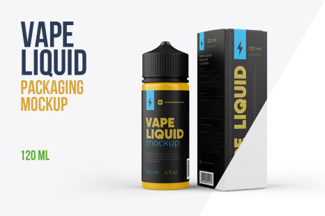 Download 100ml Vape Liquid Packaging Mockup In Packaging Mockups On Yellow Images Creative Store