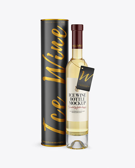 Download Clear Glass White Wine Bottle With Tube Mockup In Bottle Mockups On Yellow Images Object Mockups