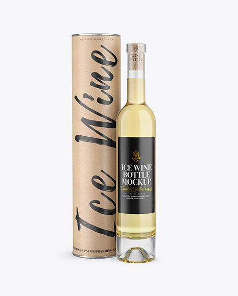 Download Clear Glass White Wine Bottle With Tube Mockup In Bottle Mockups On Yellow Images Object Mockups