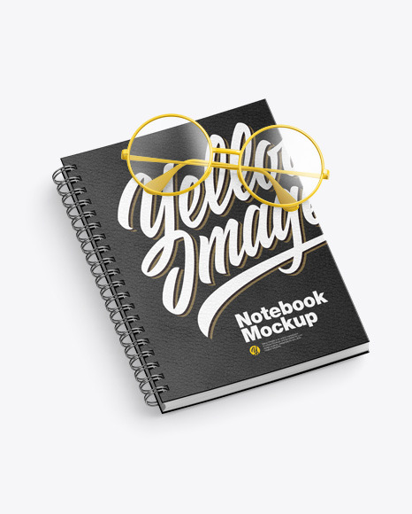 Leather Notebook with Glasses Mockup