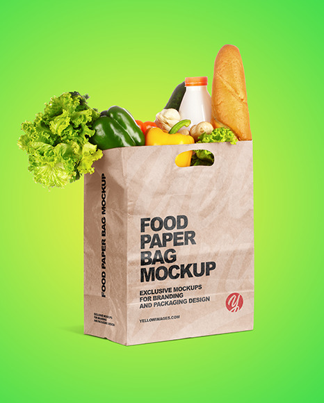 Kraft Paper Bag with Food Mockup PSD #4