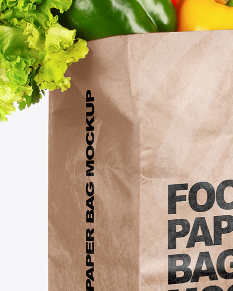 Kraft Paper Bag with Food Mockup PSD #6