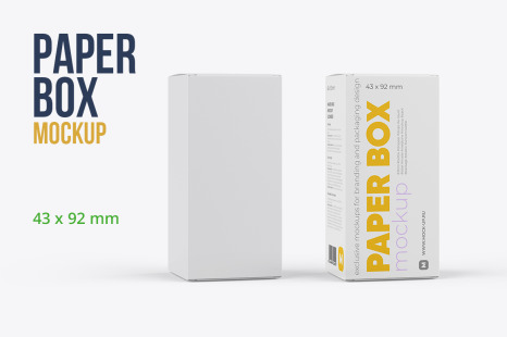 Download Paper Box Mockup 43x136mm In Packaging Mockups On Yellow Images Creative Store