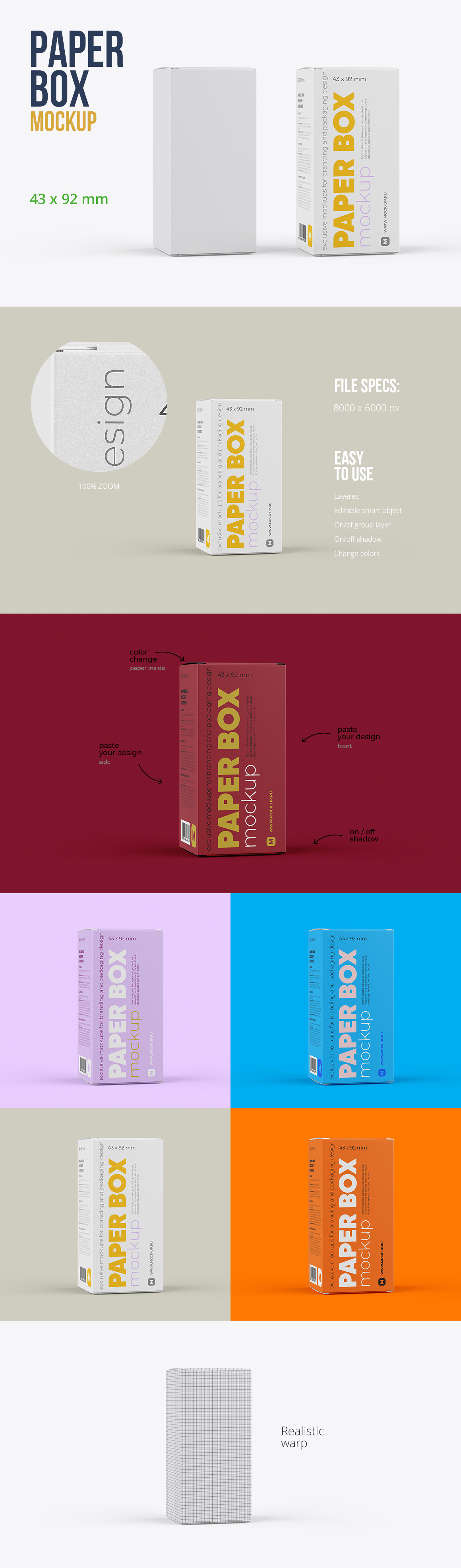 Download Paper Box Mockup 43x92mm In Packaging Mockups On Yellow Images Creative Store