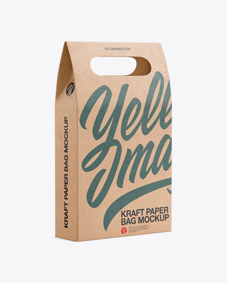 Download Kraft Paper Bag With A Window Mockup In Bag Sack Mockups On Yellow Images Object Mockups