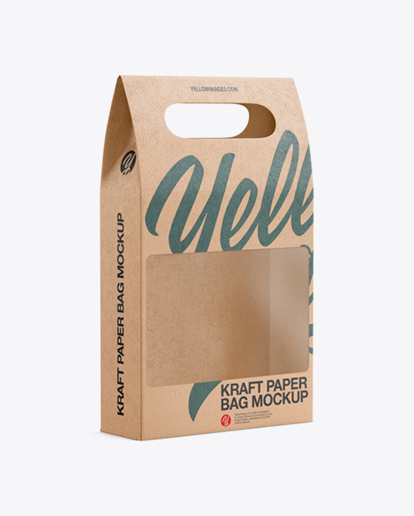 Download Kraft Paper Bag With A Window Mockup In Bag Sack Mockups On Yellow Images Object Mockups