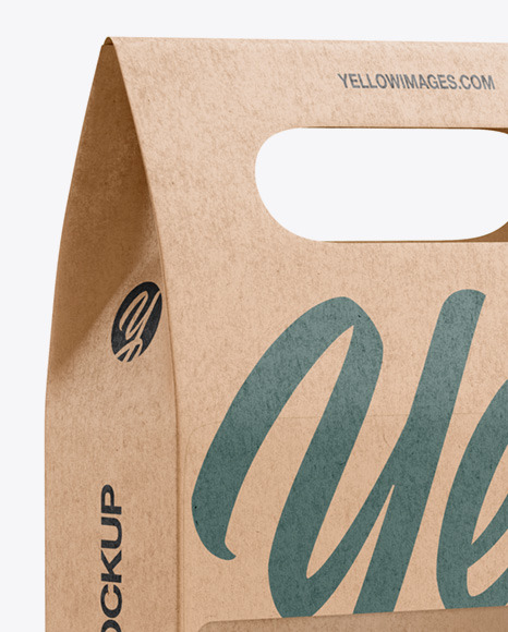 Download Kraft Paper Bag With A Window Mockup In Bag Sack Mockups On Yellow Images Object Mockups