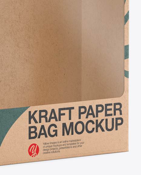 Download Kraft Paper Bag With A Window Mockup In Bag Sack Mockups On Yellow Images Object Mockups