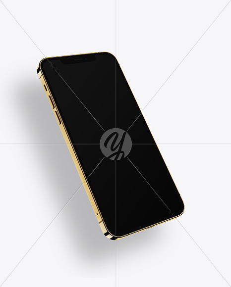 Apple Iphone 12 Pro Max Gold Mockup In Device Mockups On Yellow Images Object Mockups