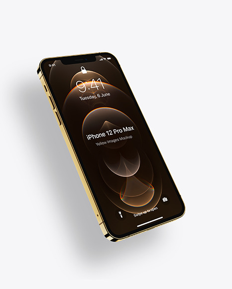 Download Apple Iphone 12 Pro Max Gold Mockup In Device Mockups On Yellow Images Object Mockups