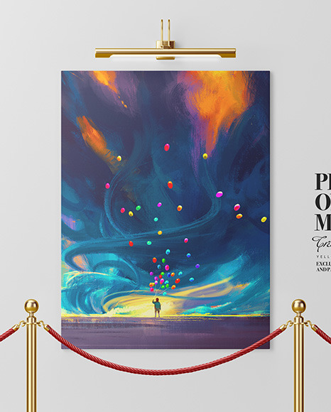 Canvas Picture on the Wall Mockup PSD #6