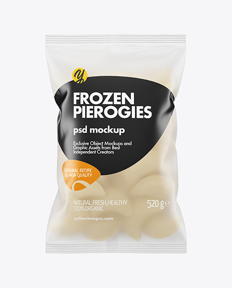Frosted Plastic Bag With Frozen Pierogies Mockup PSD #2
