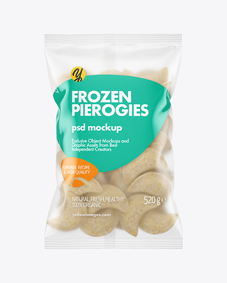 Matte Plastic Bag With Frozen Pierogies Mockup