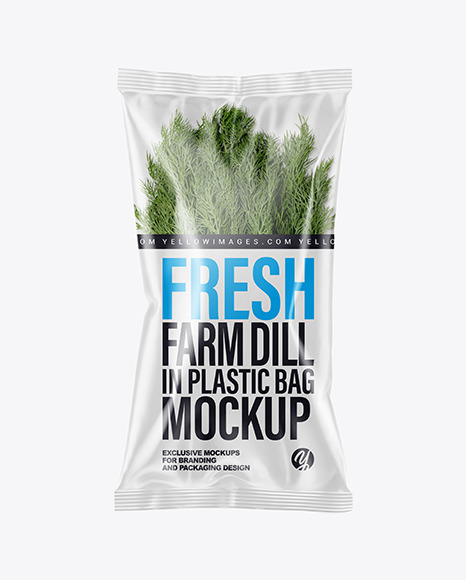 Plastic Bag With Fresh Dill Mockup