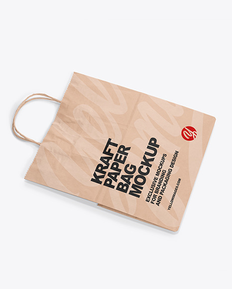 Download Kraft Paper Shopping Bag Mockup In Bag Sack Mockups On Yellow Images Object Mockups