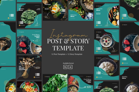 Healthy Food Instagram Post and Story Template