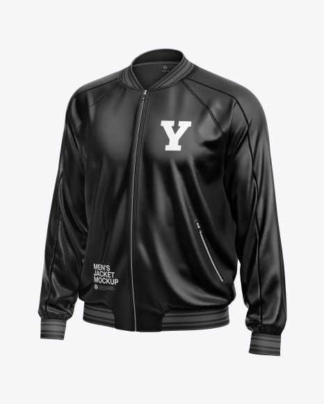 Men's Leather Bomber Jacket Mockup in Apparel Mockups on Yellow Images