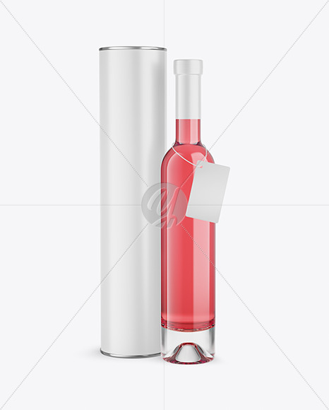 Clear Glass Pink Wine Bottle With Tube Mockup PSD #3