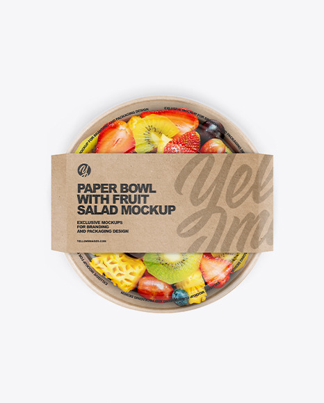 Paper Bowl with Fruit Salad Mockup PSD #2