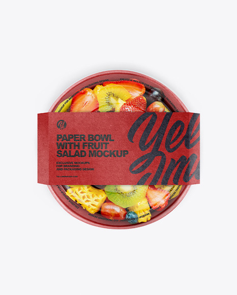 Paper Bowl with Fruit Salad Mockup PSD #3