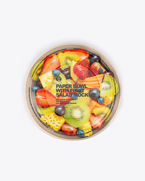 Paper Bowl with Fruit Salad Mockup PSD #4