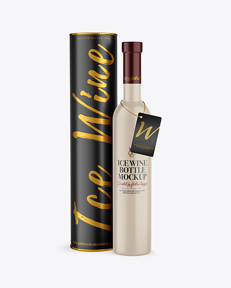 Ceramic Wine Bottle With Tube Mockup